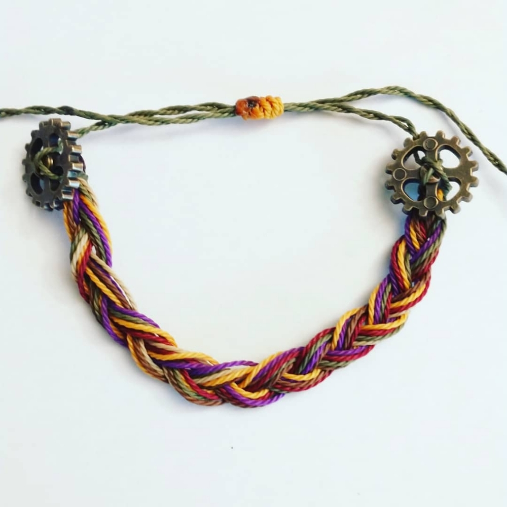 Steampunk Braided Wax Thread bracelet